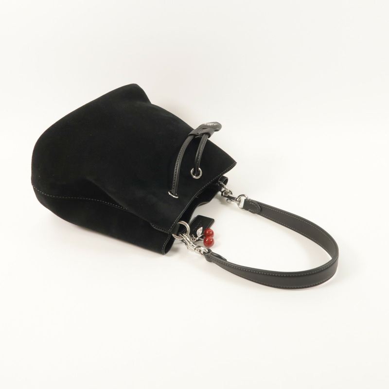 COACH 麂皮皮革/牛皮皮革Rowan Bucket Bag With Cherry Charm銀扣手挽肩背兩用袋-7