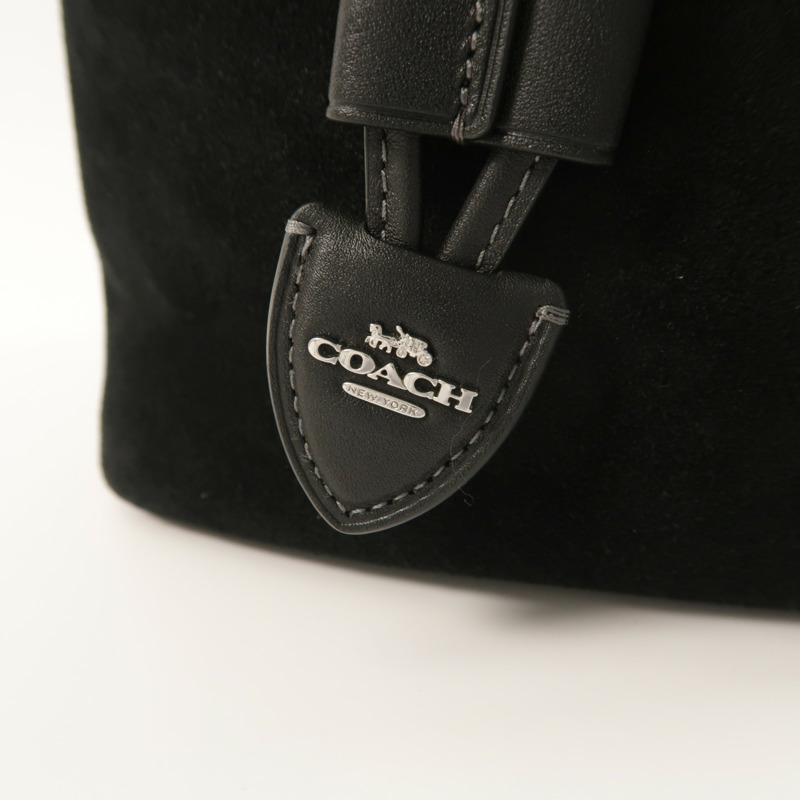 COACH 麂皮皮革/牛皮皮革Rowan Bucket Bag With Cherry Charm銀扣手挽肩背兩用袋-16