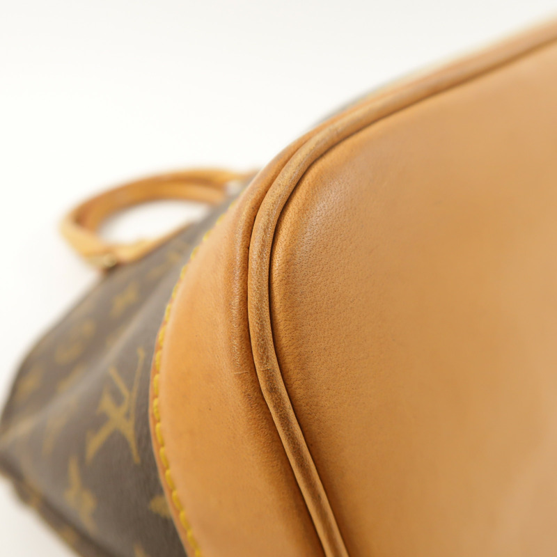 LOUIS VUITTON Monogram Alma PM金扣手挽袋棕色-9