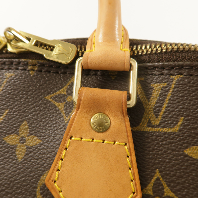 LOUIS VUITTON Monogram Alma PM金扣手挽袋棕色-15