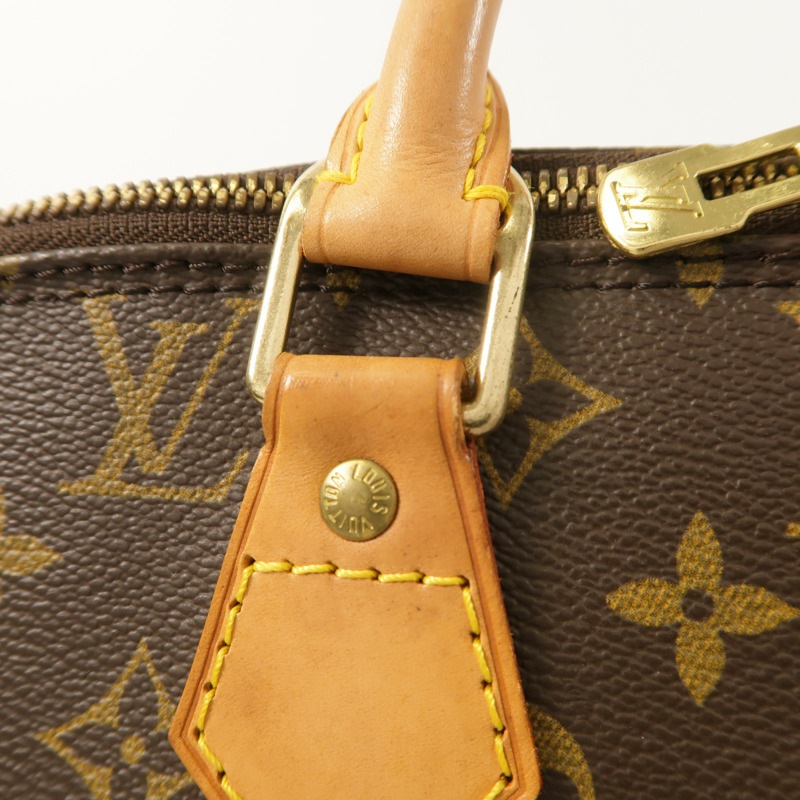 LOUIS VUITTON Monogram Alma PM金扣手挽袋棕色-16