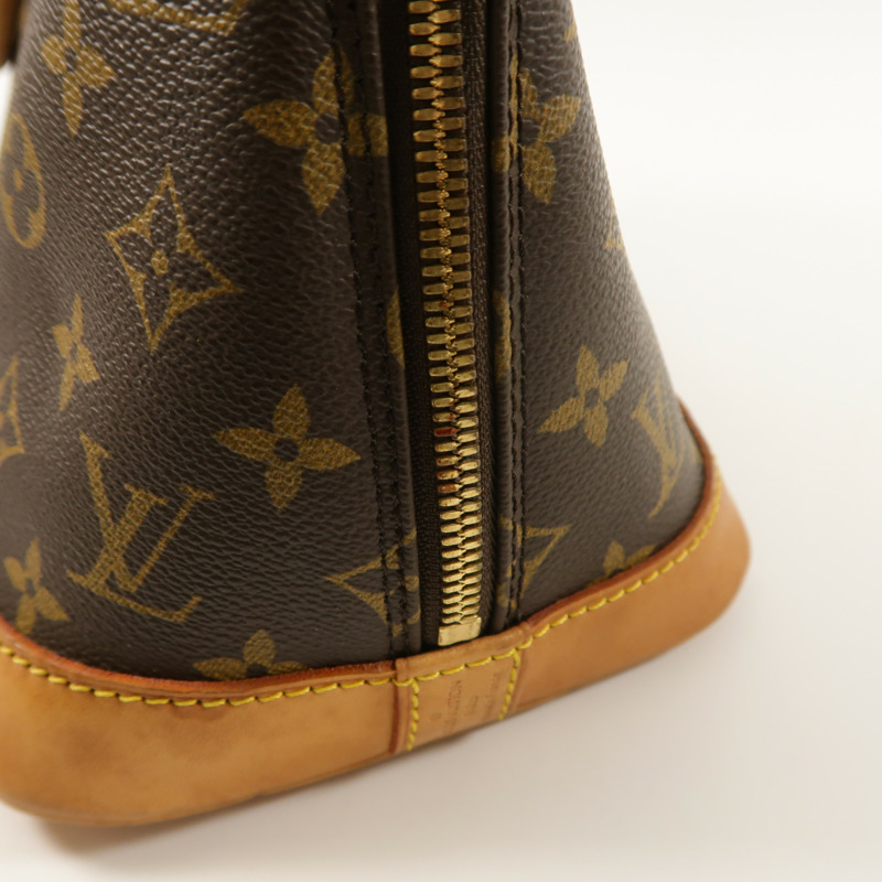 LOUIS VUITTON Monogram Alma PM金扣手挽袋棕色-18