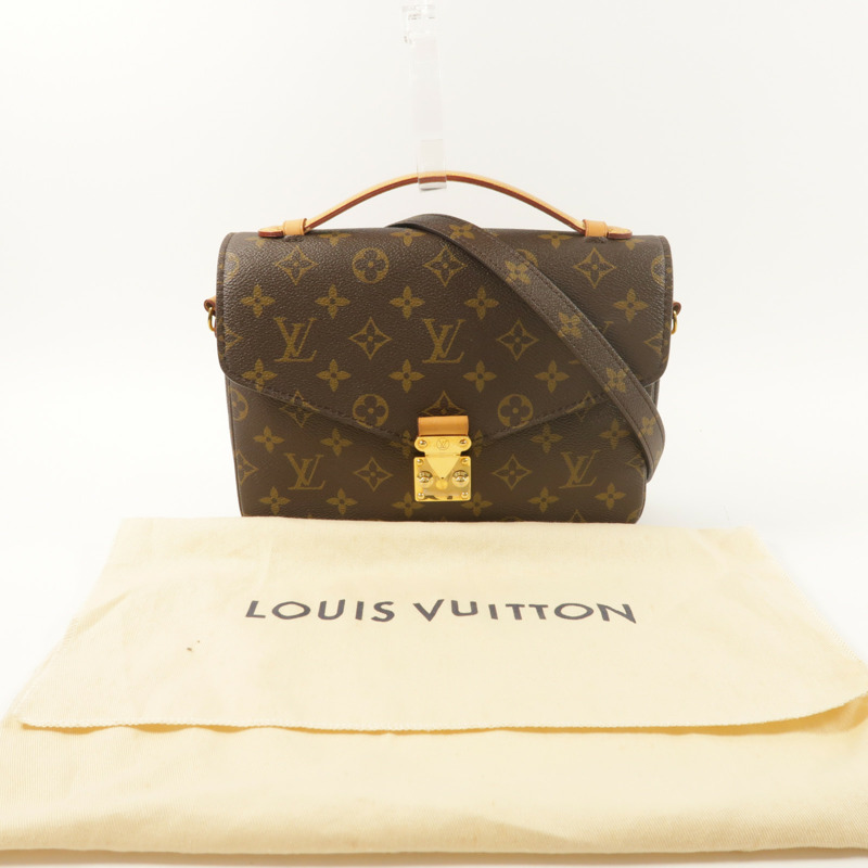 LOUIS VUITTON Monogram Pochette Metis金扣手挽肩背兩用袋棕色-9
