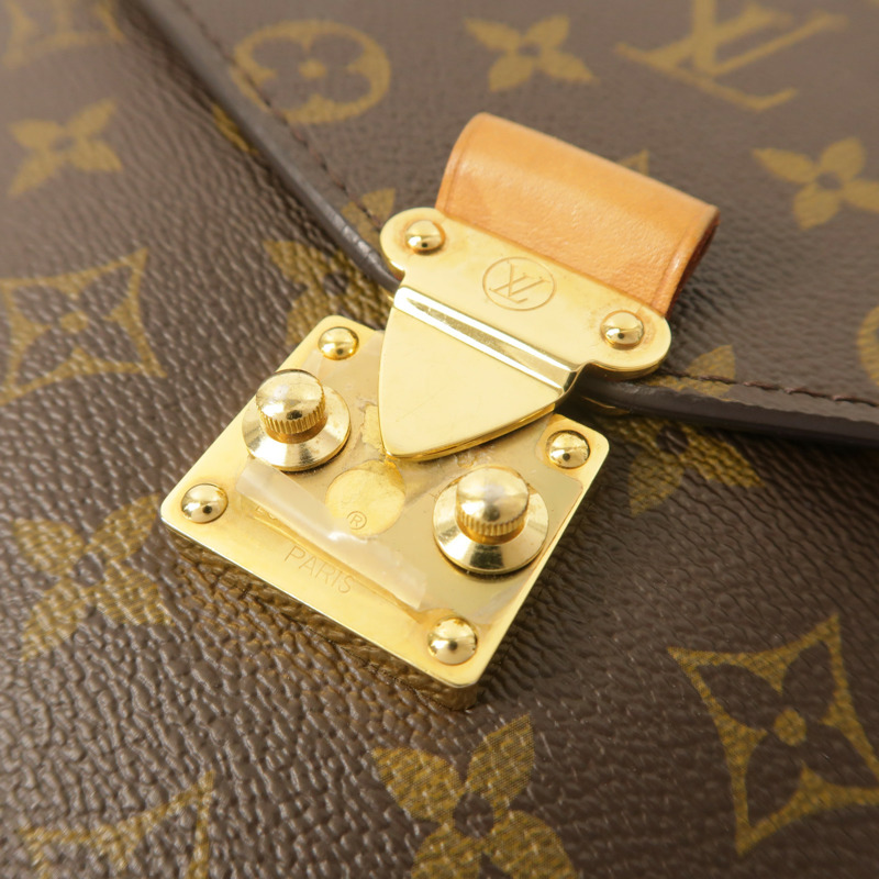 LOUIS VUITTON Monogram Pochette Metis金扣手挽肩背兩用袋棕色-10