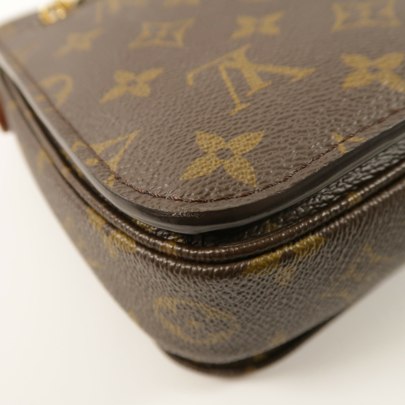 LOUIS VUITTON Monogram Pochette Metis金扣手挽肩背兩用袋棕色-14