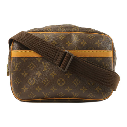 LOUIS VUITTON Monogram Reporter PM金扣肩背袋棕色