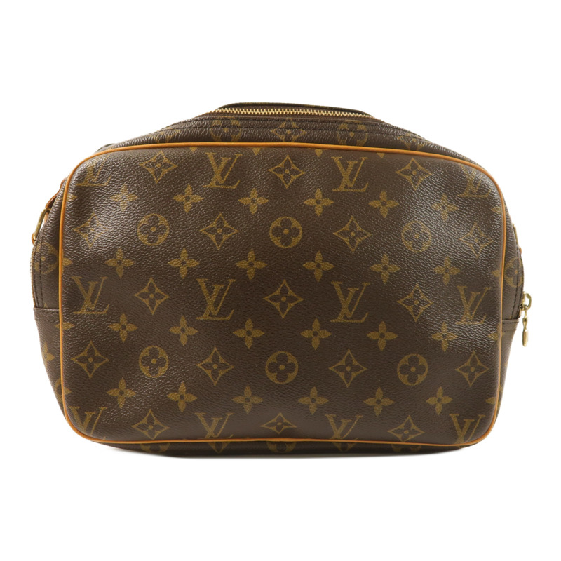 LOUIS VUITTON Monogram Reporter PM金扣肩背袋棕色-1