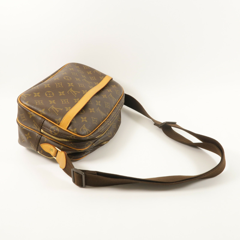 LOUIS VUITTON Monogram Reporter PM金扣肩背袋棕色-8