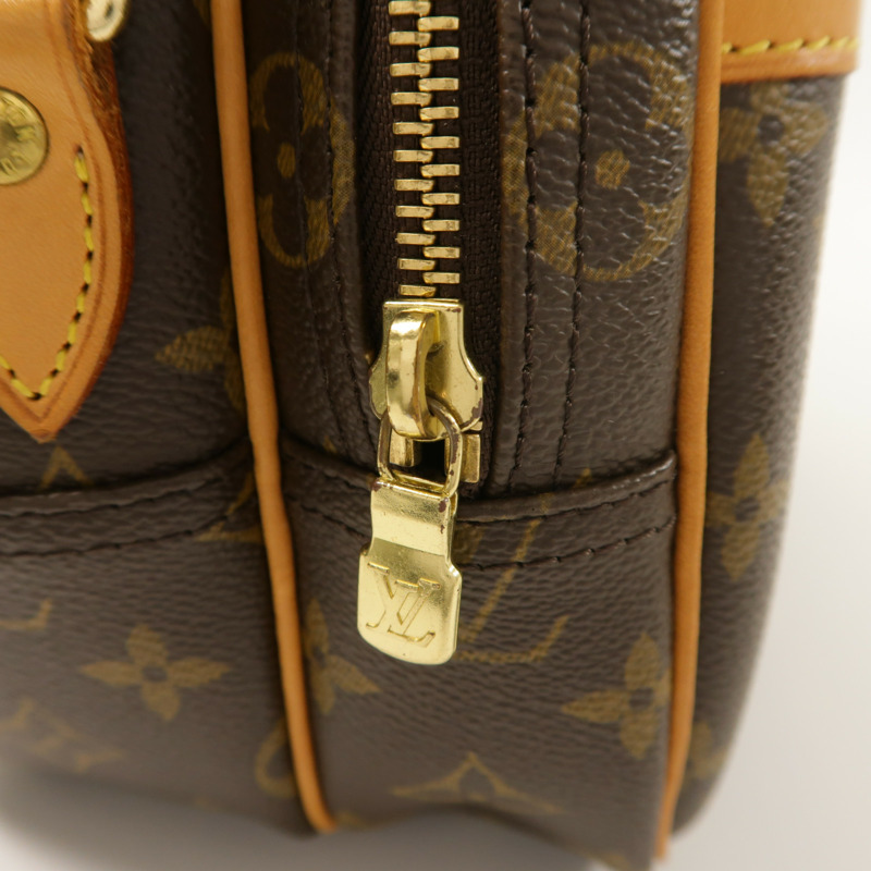 LOUIS VUITTON Monogram Reporter PM金扣肩背袋棕色-14