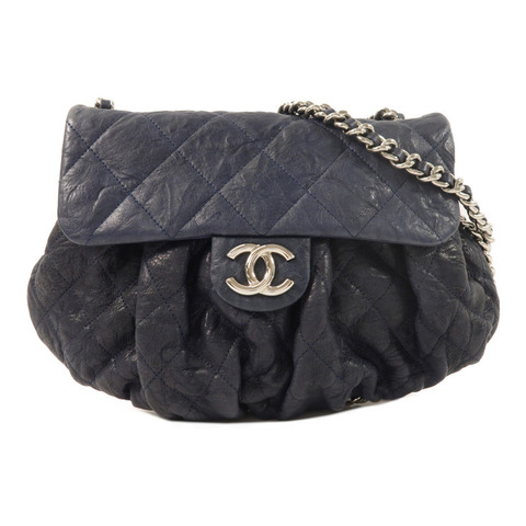 CHANEL 牛皮皮革Chain Shoulder銀扣鏈帶肩背袋