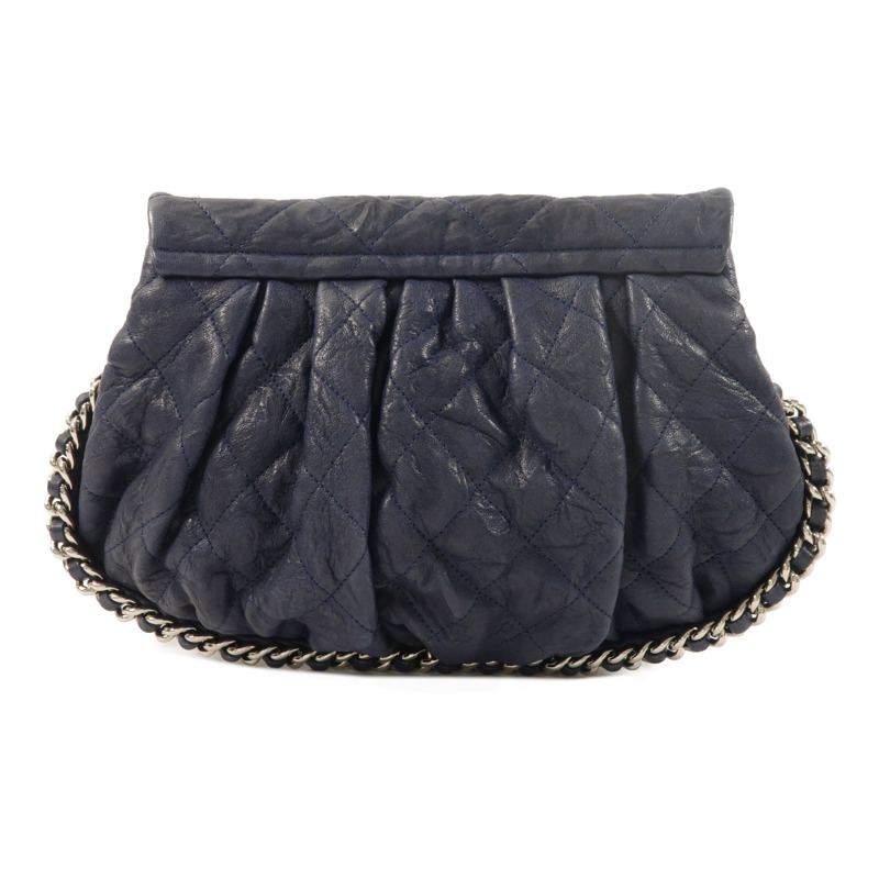 CHANEL 牛皮皮革Chain Shoulder銀扣鏈帶肩背袋-1