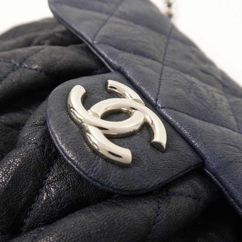 CHANEL 牛皮皮革Chain Shoulder銀扣鏈帶肩背袋-11