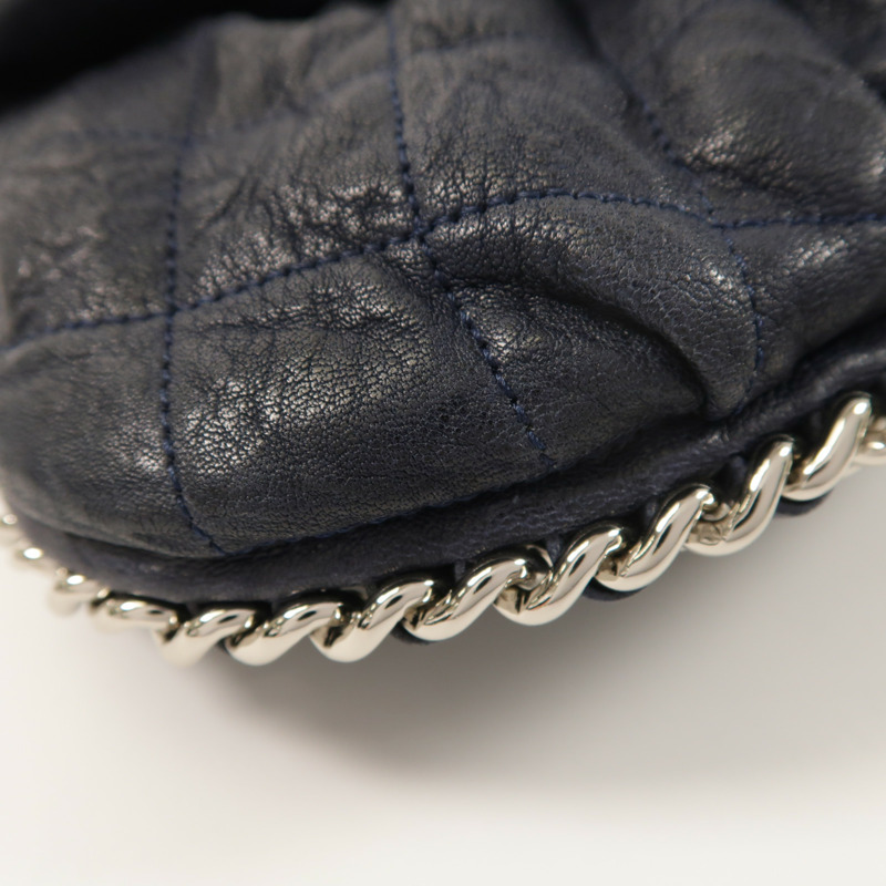 CHANEL 牛皮皮革Chain Shoulder銀扣鏈帶肩背袋-13