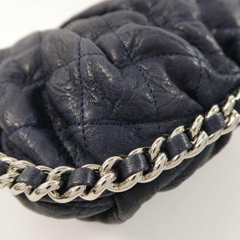 CHANEL 牛皮皮革Chain Shoulder銀扣鏈帶肩背袋-15