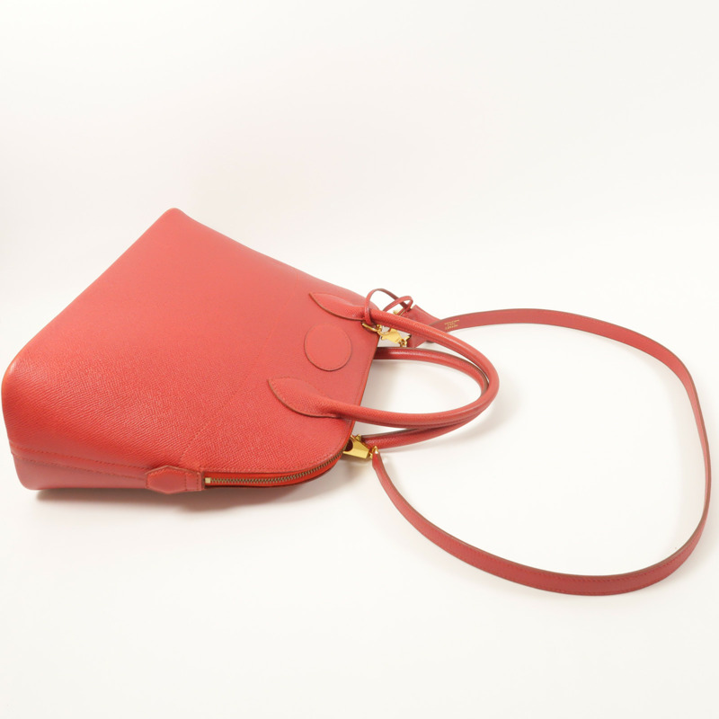 HERMES Epsom皮革Bolide 31金扣手挽肩背兩用袋Rouge Vif-7