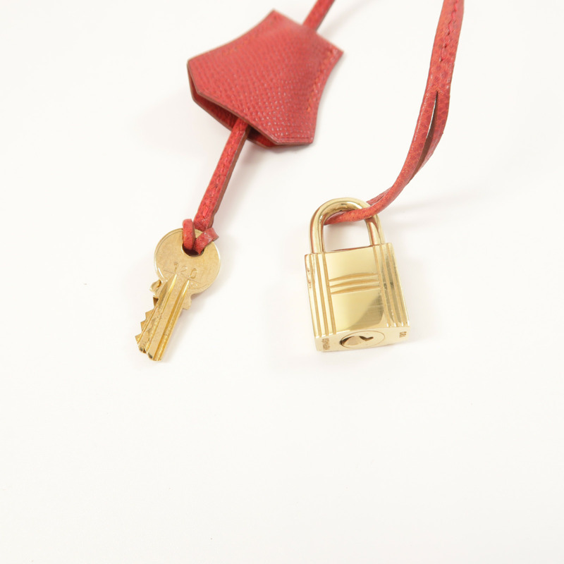 HERMES Epsom皮革Bolide 31金扣手挽肩背兩用袋Rouge Vif-14