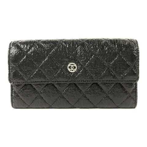 CHANEL 漆皮皮革Long Wallet銀扣長錢包