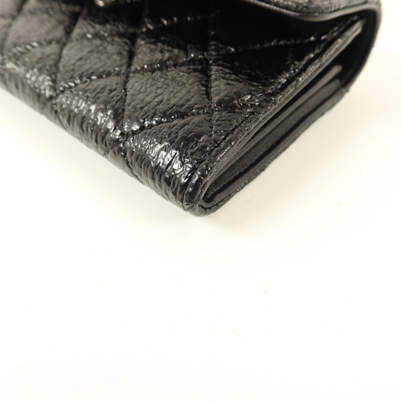CHANEL 漆皮皮革Long Wallet銀扣長錢包-9