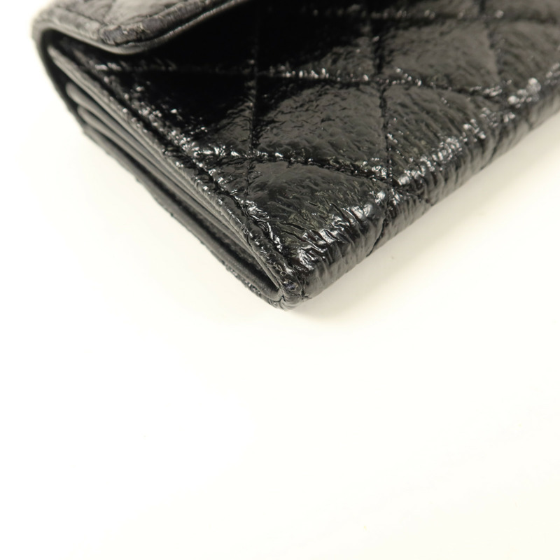 CHANEL 漆皮皮革Long Wallet銀扣長錢包-10