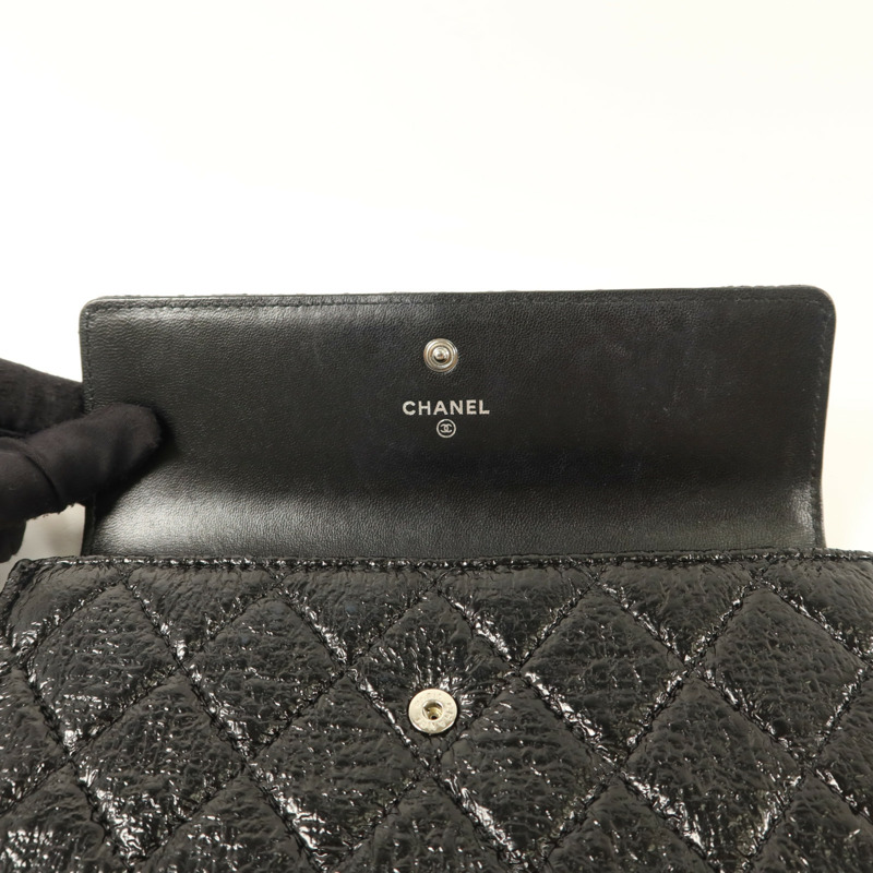 CHANEL 漆皮皮革Long Wallet銀扣長錢包-13