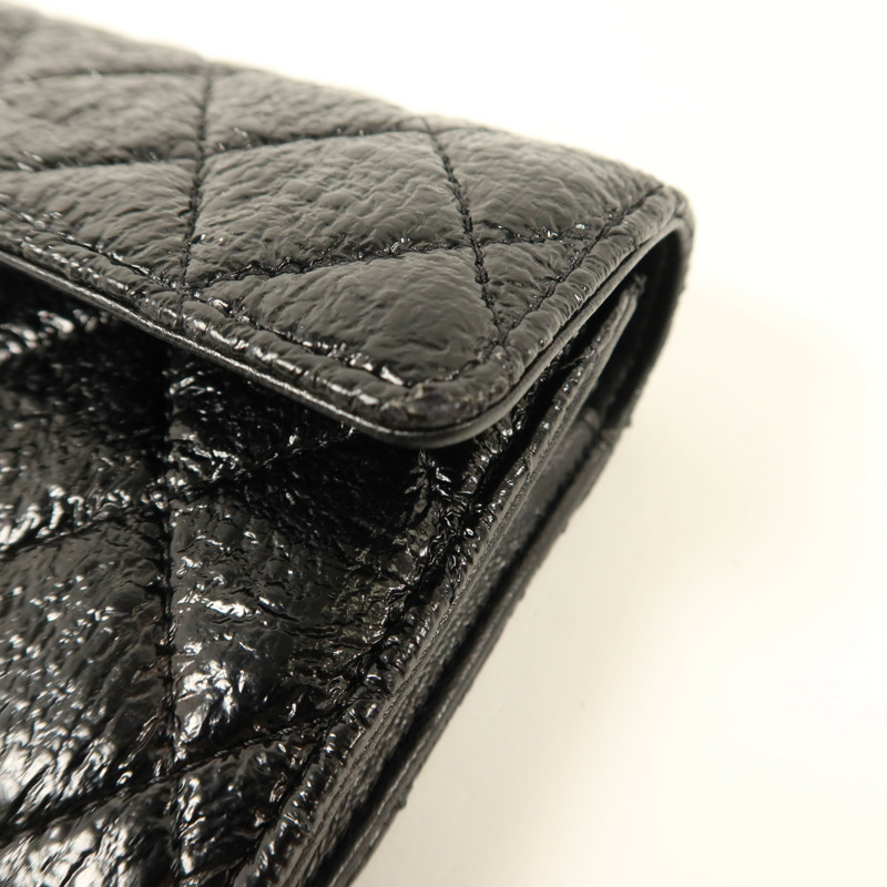 CHANEL 漆皮皮革Long Wallet銀扣長錢包-16