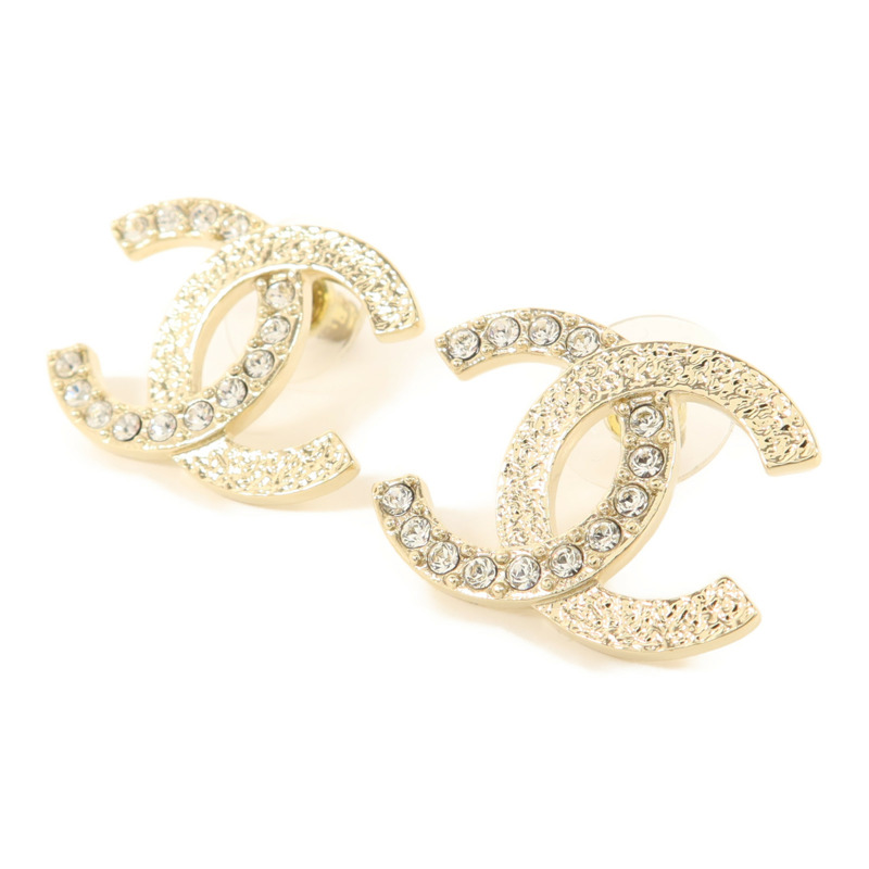 CHANEL 金屬/水晶Pierced Earring耳環-1