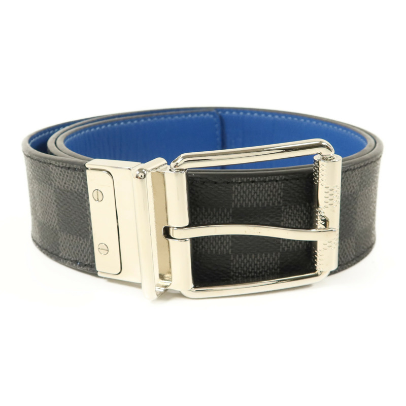 LOUIS VUITTON Damier Graphite Reversible Belt銀扣皮帶-1