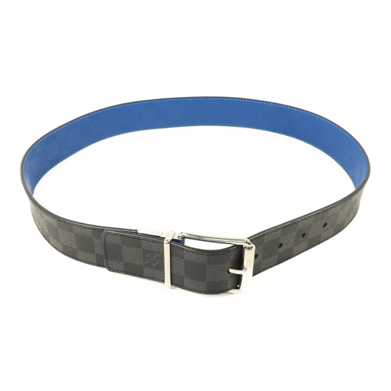 LOUIS VUITTON Damier Graphite Reversible Belt銀扣皮帶-2