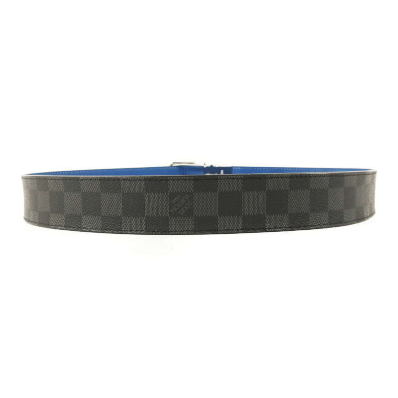 LOUIS VUITTON Damier Graphite Reversible Belt銀扣皮帶-3