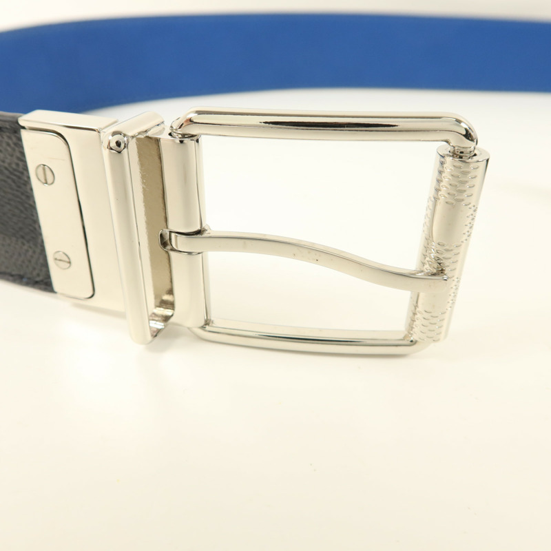 LOUIS VUITTON Damier Graphite Reversible Belt銀扣皮帶-4