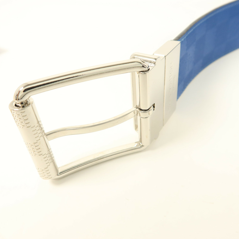 LOUIS VUITTON Damier Graphite Reversible Belt銀扣皮帶-5