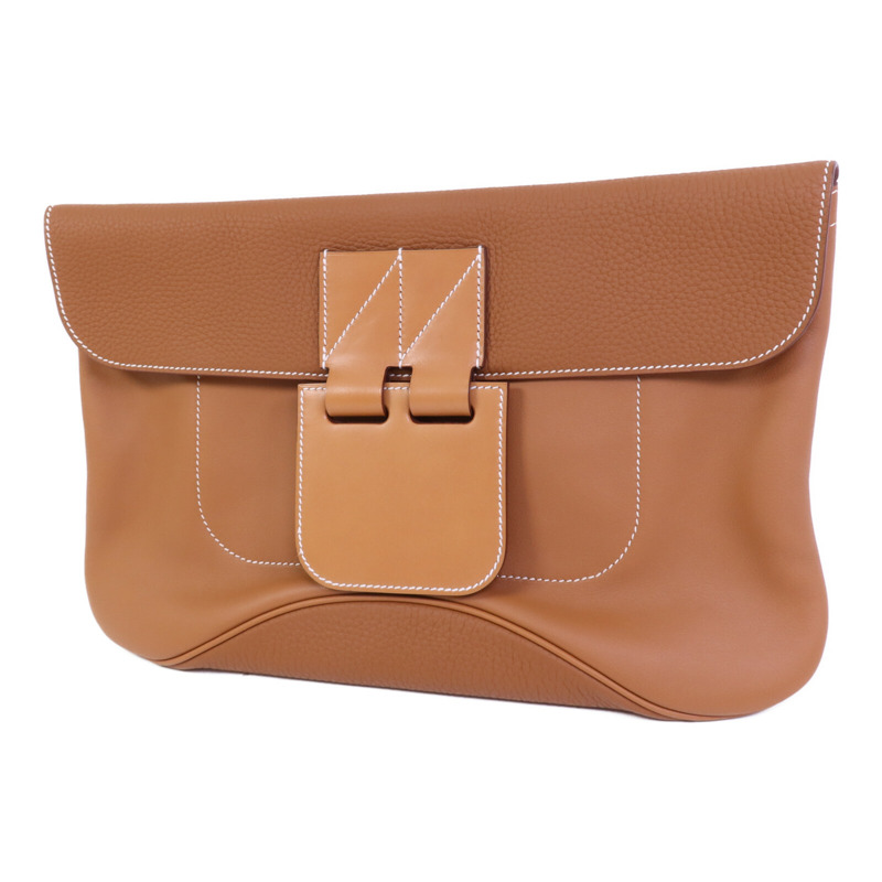 HERMES Swift/Clemence皮革Villevoit 35銀扣手拿包-2