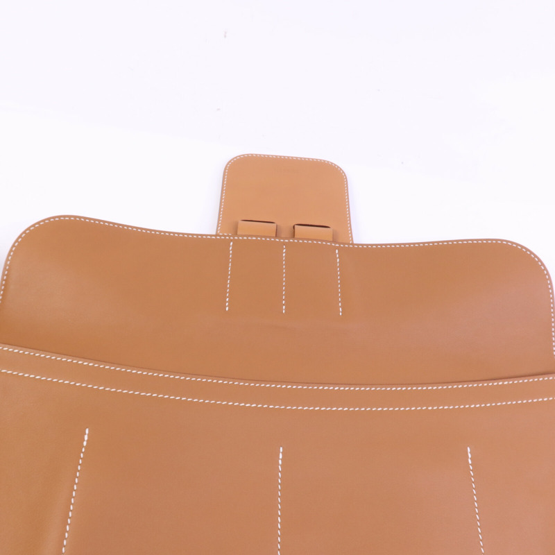 HERMES Swift/Clemence皮革Villevoit 35銀扣手拿包-13