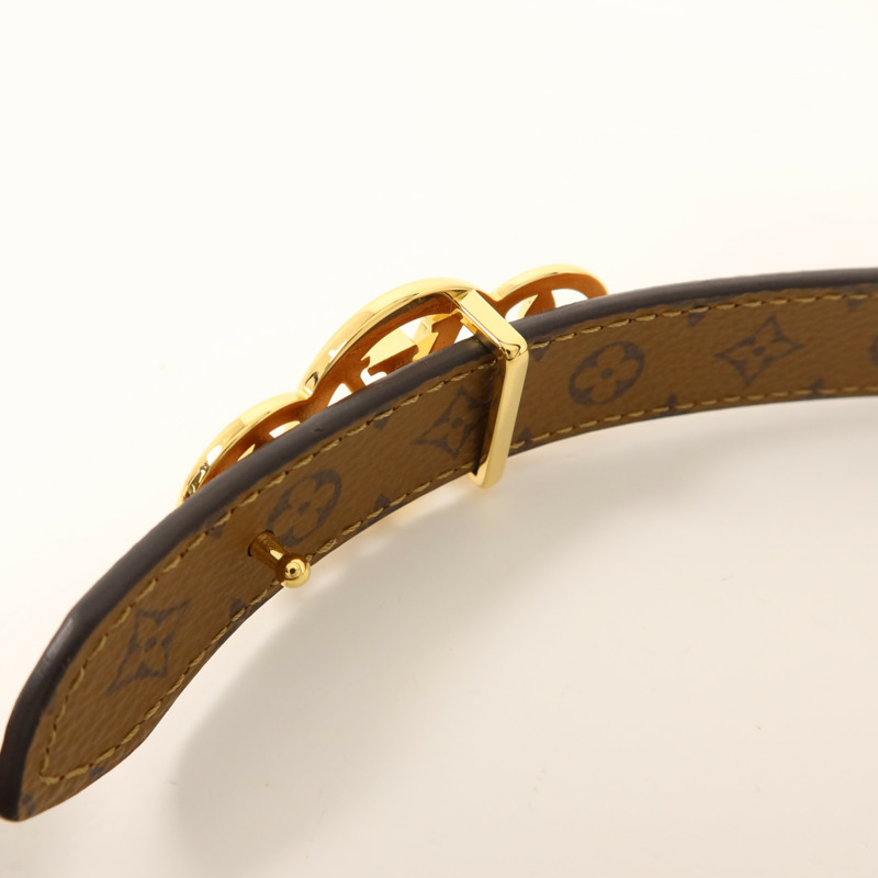 LOUIS VUITTON Monogram Reverse Trio Belt金扣皮帶-5