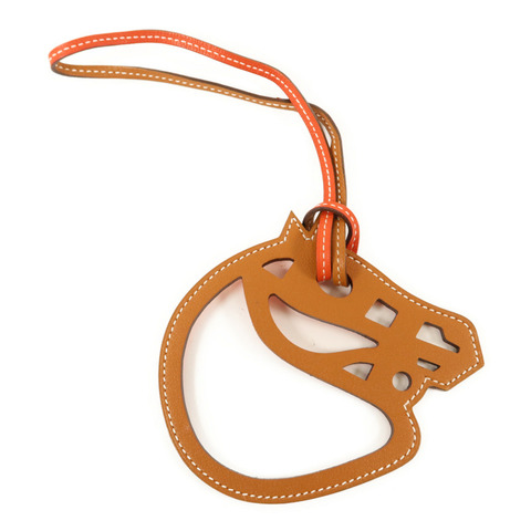 HERMES Swift皮革Paddock Cheval Charm掛飾Gold