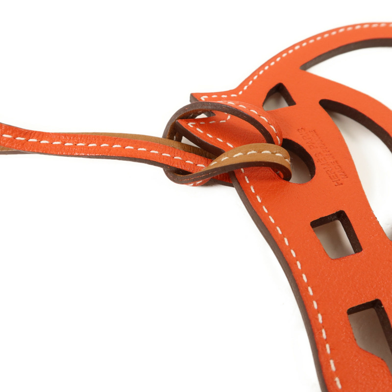 HERMES Swift皮革Paddock Cheval Charm掛飾Gold-3