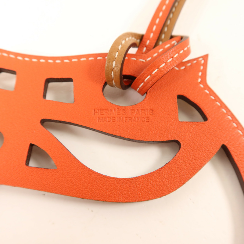 HERMES Swift皮革Paddock Cheval Charm掛飾Gold-4
