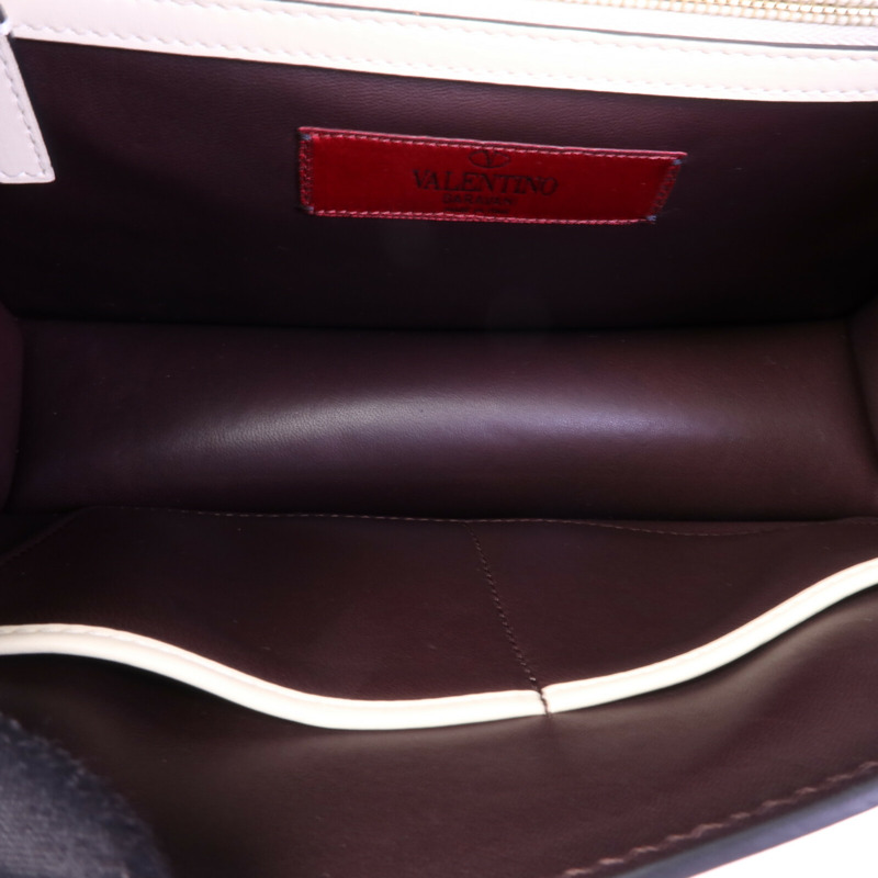 Valentino 牛皮皮革Garavani Glam Lock金扣鏈帶肩背袋-4