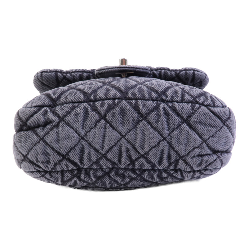CHANEL 牛仔布Chain Shoulder Bag銀扣鏈帶肩背袋-3