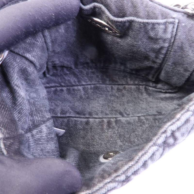 CHANEL 牛仔布Chain Shoulder Bag銀扣鏈帶肩背袋-4