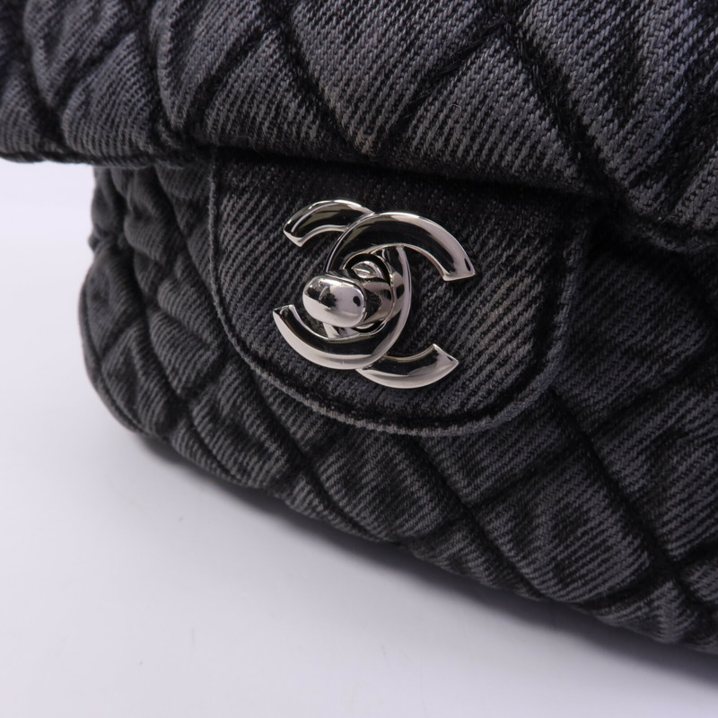 CHANEL 牛仔布Chain Shoulder Bag銀扣鏈帶肩背袋-6