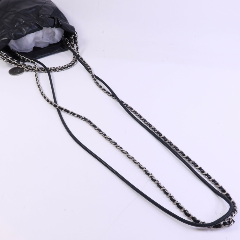 CHANEL 牛皮皮革Chanel 22 Mini銀扣手挽肩背兩用袋-8