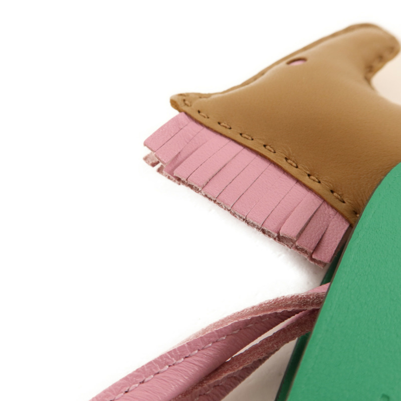 HERMES Milo皮革/Swift皮革Rodeo Pegase MM掛飾Mauve Sylvestre/Chai-3