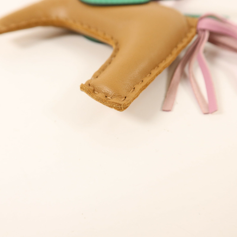 HERMES Milo皮革/Swift皮革Rodeo Pegase MM掛飾Mauve Sylvestre/Chai-7