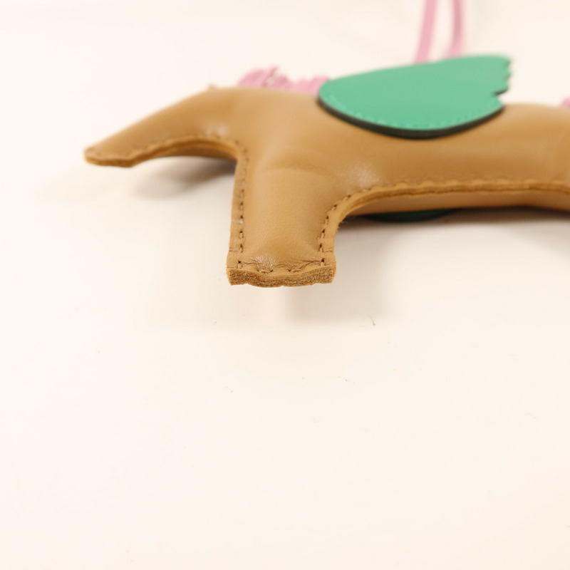 HERMES Milo皮革/Swift皮革Rodeo Pegase MM掛飾Mauve Sylvestre/Chai-8