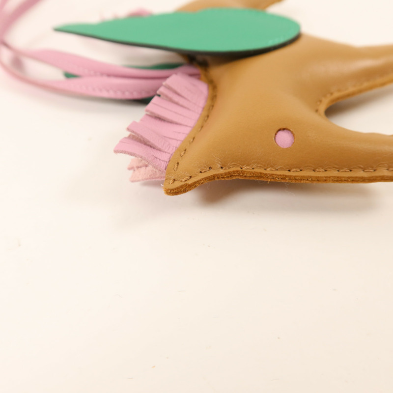 HERMES Milo皮革/Swift皮革Rodeo Pegase MM掛飾Mauve Sylvestre/Chai-9