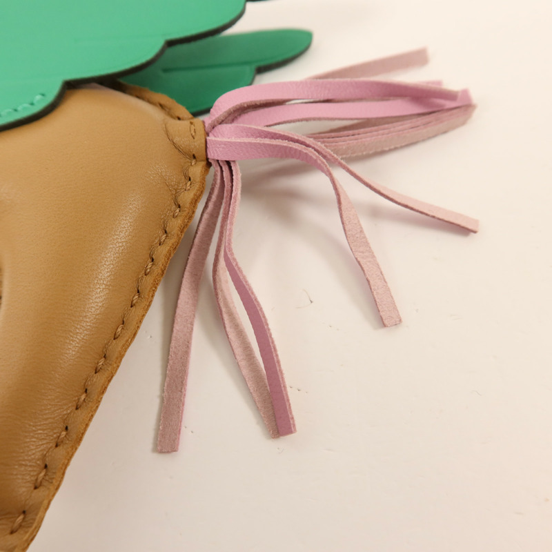 HERMES Milo皮革/Swift皮革Rodeo Pegase MM掛飾Mauve Sylvestre/Chai-11