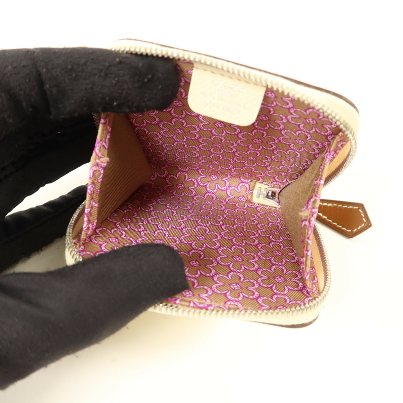 HERMES Epsom皮革Silk'In Coins Bag銀扣零錢包Nata-4