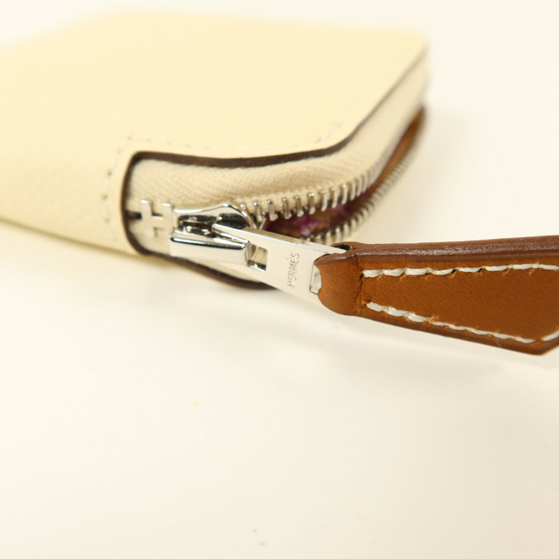 HERMES Epsom皮革Silk'In Coins Bag銀扣零錢包Nata-9