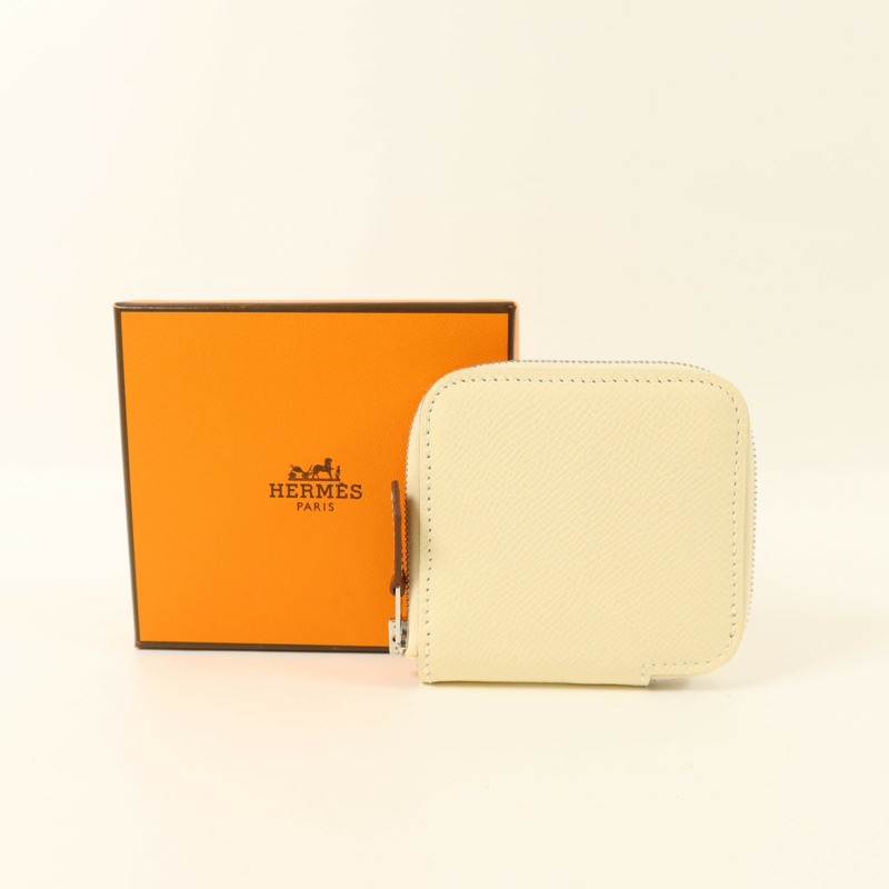 HERMES Epsom皮革Silk'In Coins Bag銀扣零錢包Nata-13